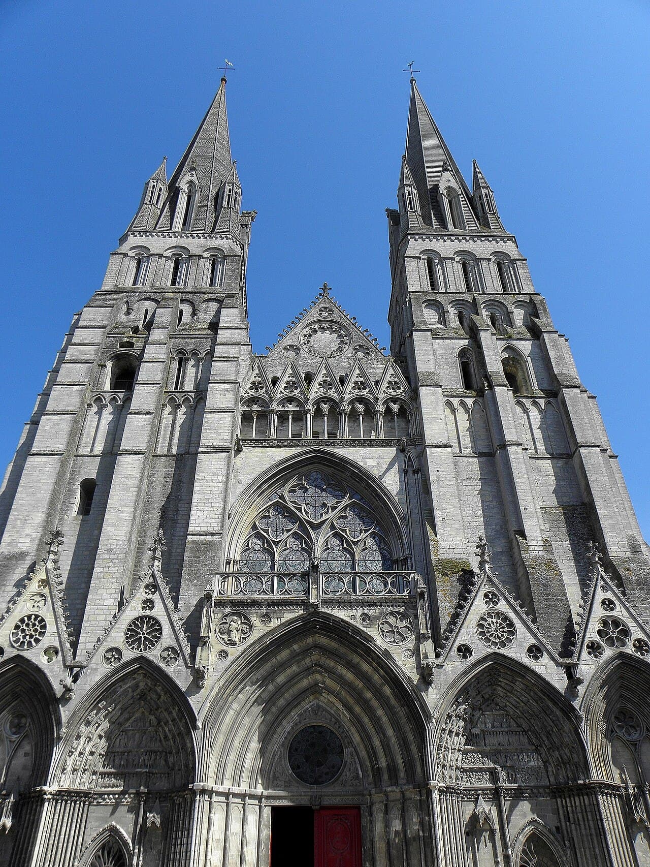 The twin towers of Bayeux Cathedral in the old town of Bayeux